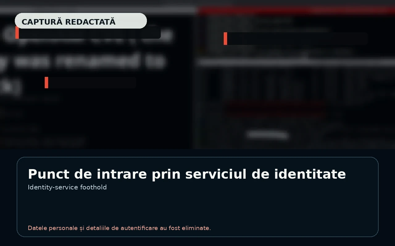 Captură redactată reprezentând accesul inițial printr-un serviciu de identitate