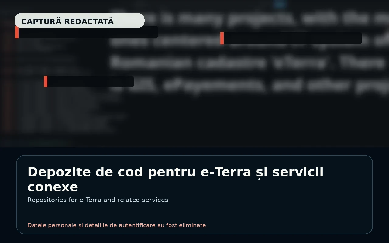 Captură redactată reprezentând proiecte de cod sursă ANCPI